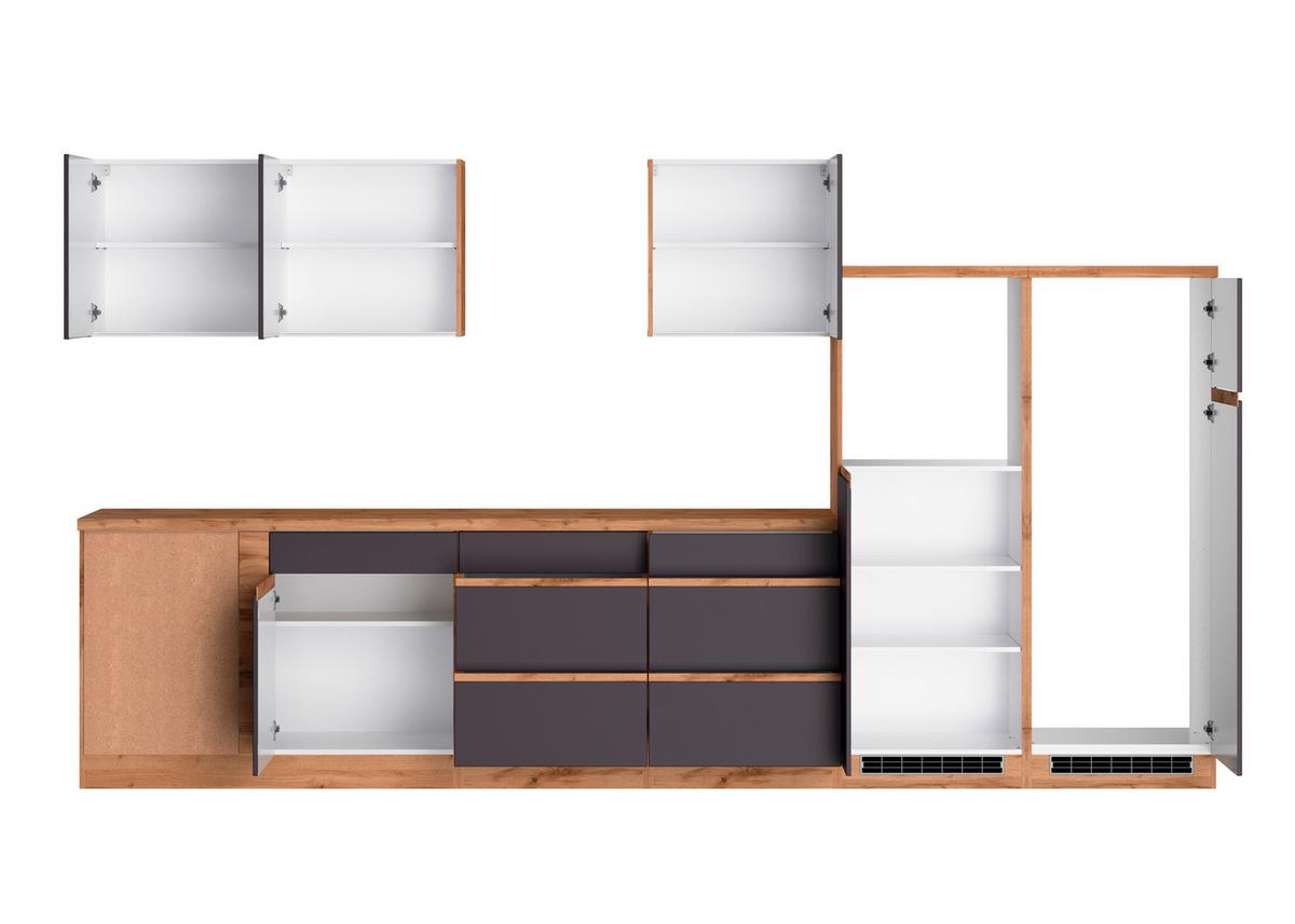 Eckküche Turin ohne Geräte ca. 360x240 cm Grau/Eiche - Eiche Wotan/Grau, Design, Holzwerkstoff (360cm) - Held