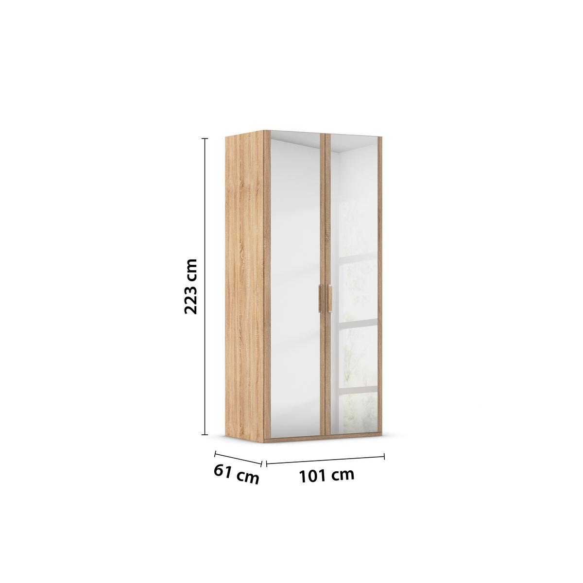 Omara S Klasičnimi Vrati Evelyn, Barva Hrasta - srebrne barve/hrast sonoma, Design, umetna masa/steklo (101/223/60cm) - Novel
