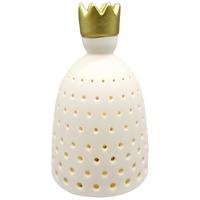 LED-Weihnachtsfigur King Weiß/Goldfarben ca. 14cm - Goldfarben/Weiß, KONVENTIONELL, Keramik (8,5/14cm) - Mömax
