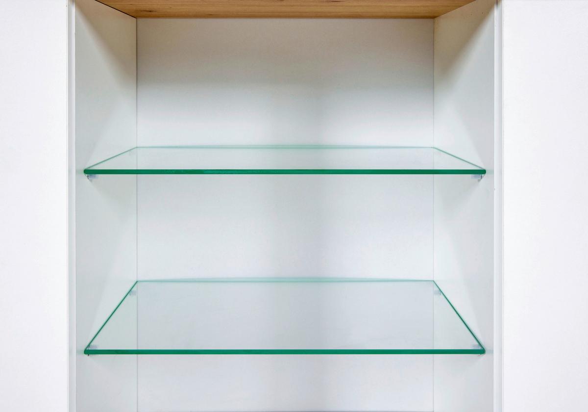 Hängeschrank Sicilia Weiß/Eiche Artisan - Silberfarben/Weiß, MODERN, Glas/Holzwerkstoff (130,3/57,5/33cm) - Mömax