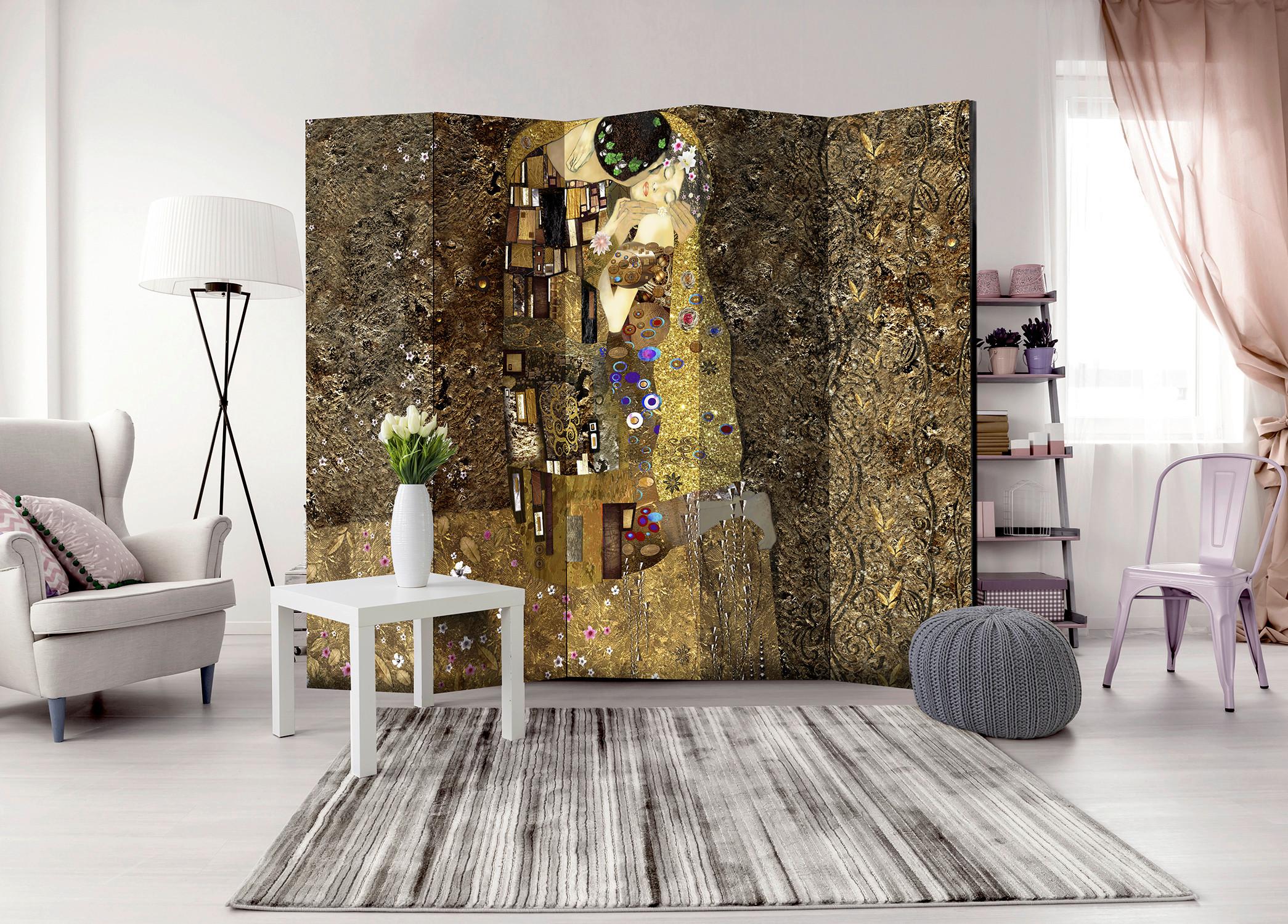 Paravent Golden Kiss II Multicolor - Multicolor, Basics, Holz/Textil (225/172/3cm) - artgeist