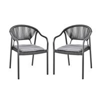 GARTENSTUHL-SET STAPELSTUHL DAVINA,2ER SET - Anthrazit/Grau, MODERN, Kunststoff/Metall (63/82,5/57cm) - Gardenson