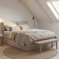 Boxspringbett Mosamo Hellgrau ca. 180x200 cm mit Topper - Hellgrau/Schwarz, MODERN, Holz/Holzwerkstoff (180/200cm) - Bessagi Home