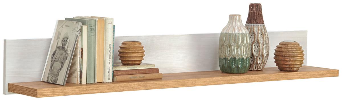 Stenska Polica Rovigio, Barva Macesna, Bela - bela/barve macesna, Konvencionalno, leseni material (137/18/20cm) - Landscape