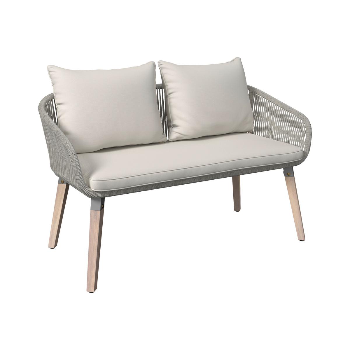 Loungegarnitur Elodie Grau Echtholz/Textil - Greige/Creme, Modern, Holz/Kunststoff - Bessagi Garden