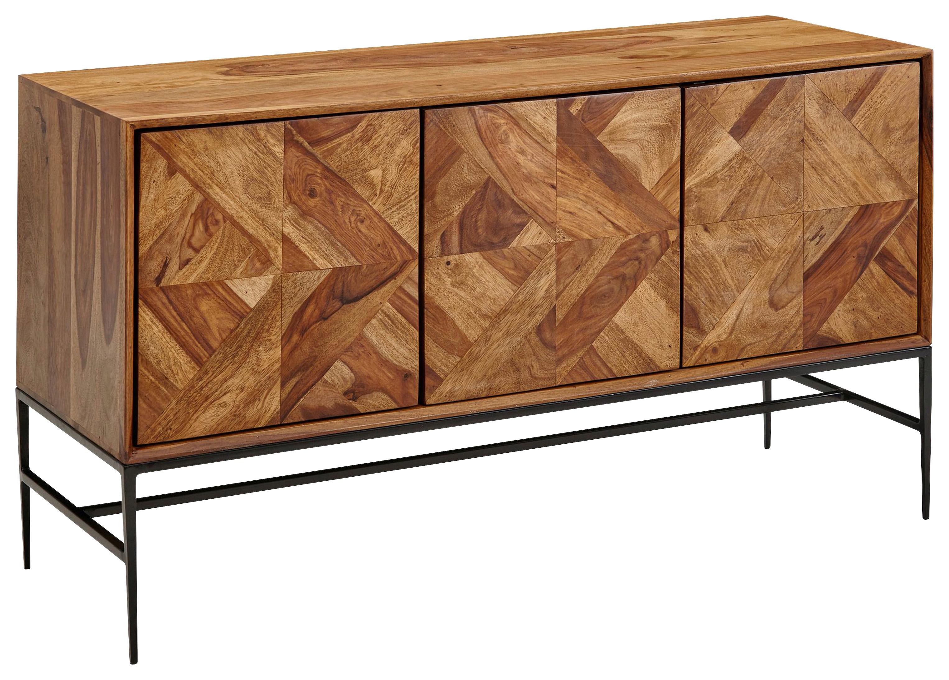 Komoda Wohnling, Pravi Les - črna/barve indijskega rožnega lesa, Design, kovina/les (123/70/45cm) - MID.YOU