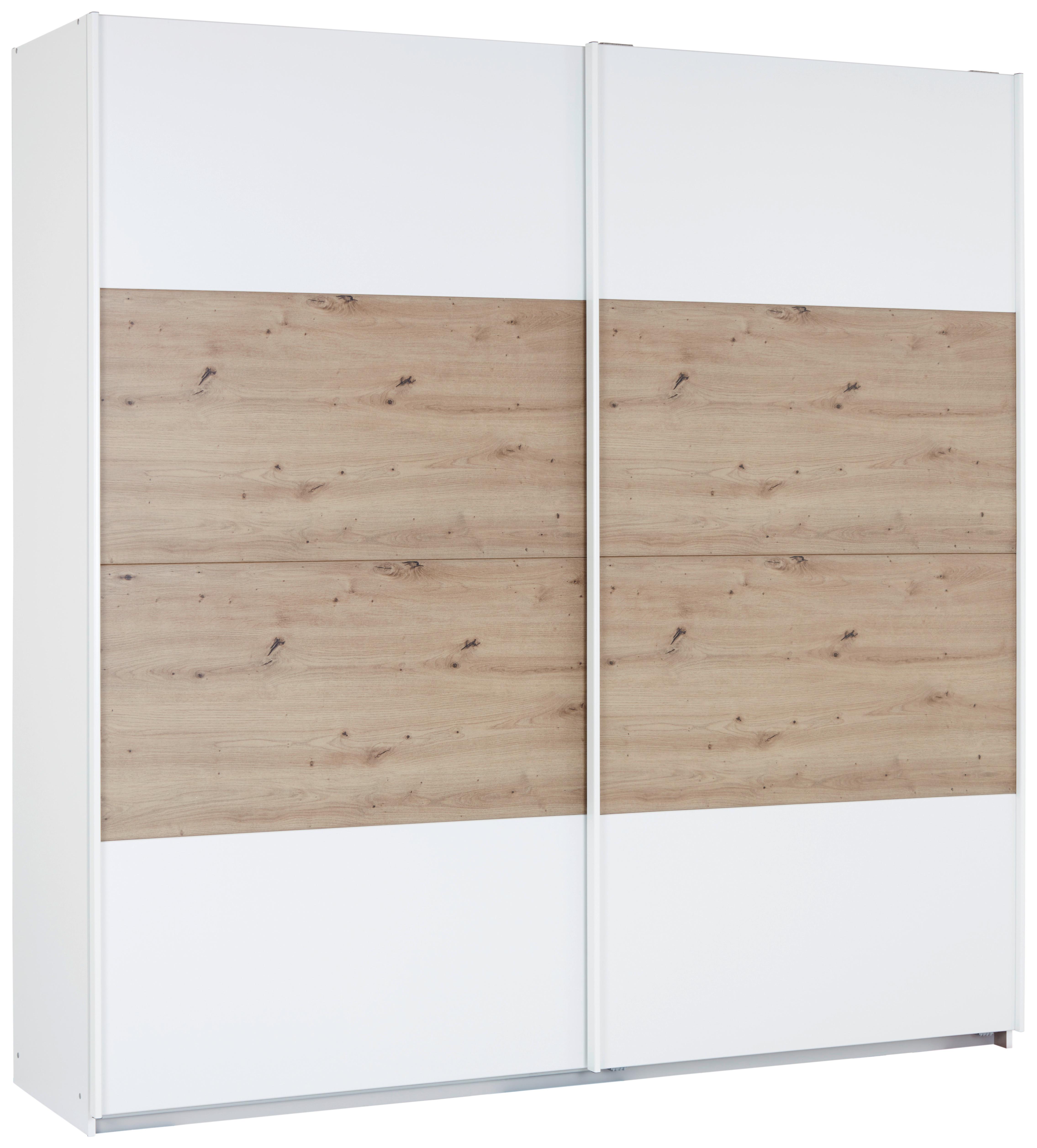 Omara Z Drsnimi Vrati Feldkirch, Bela, Barva Hrasta - bela/hrast artisan, Moderno, kovina/leseni material (225/229/62cm) - Mömax