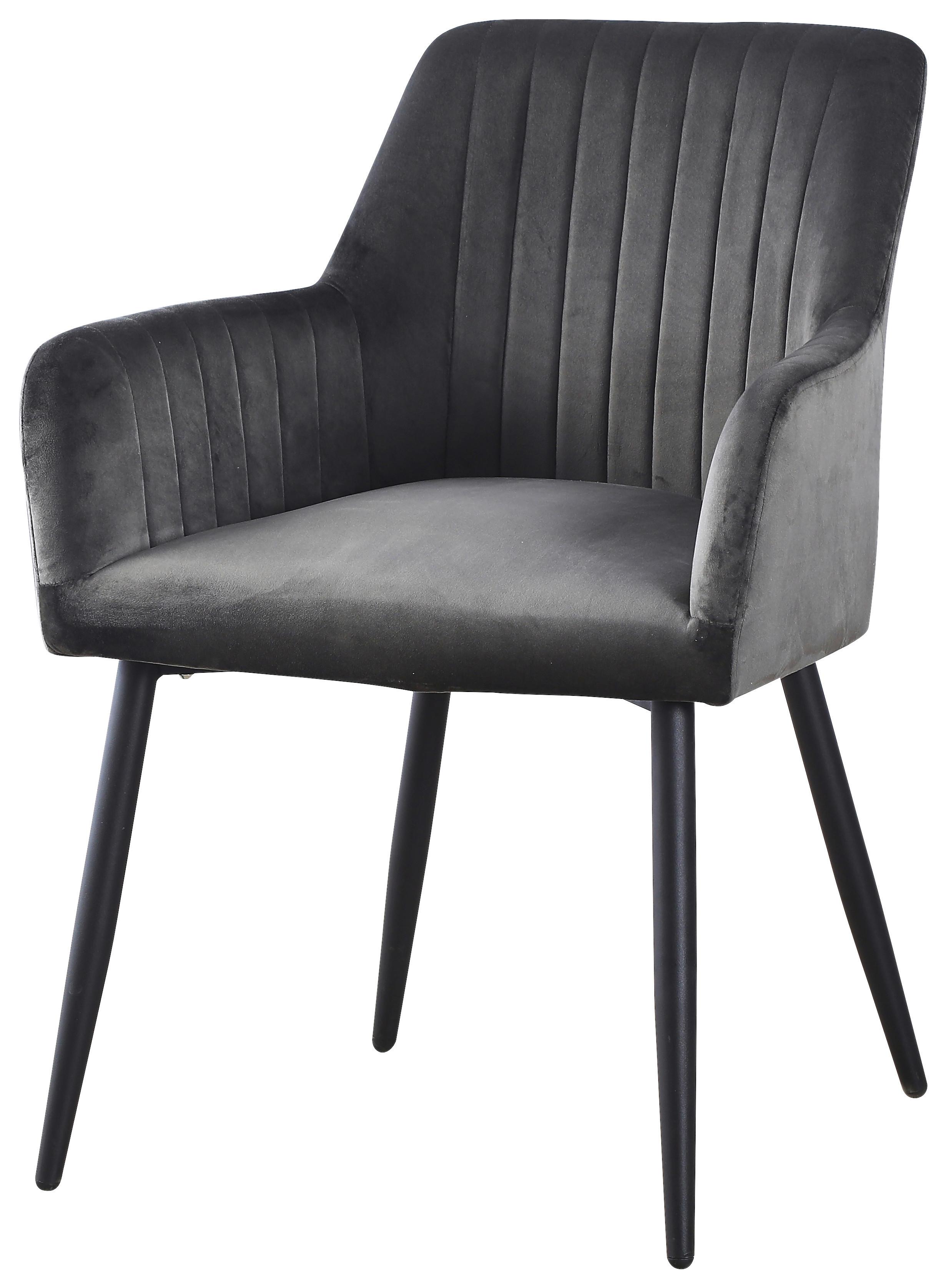 KRZESŁO Z PODŁOKIETNIKAMI KARIN - czarny/szary, Modern, metal/drewno (63/85/63cm) - MID.YOU