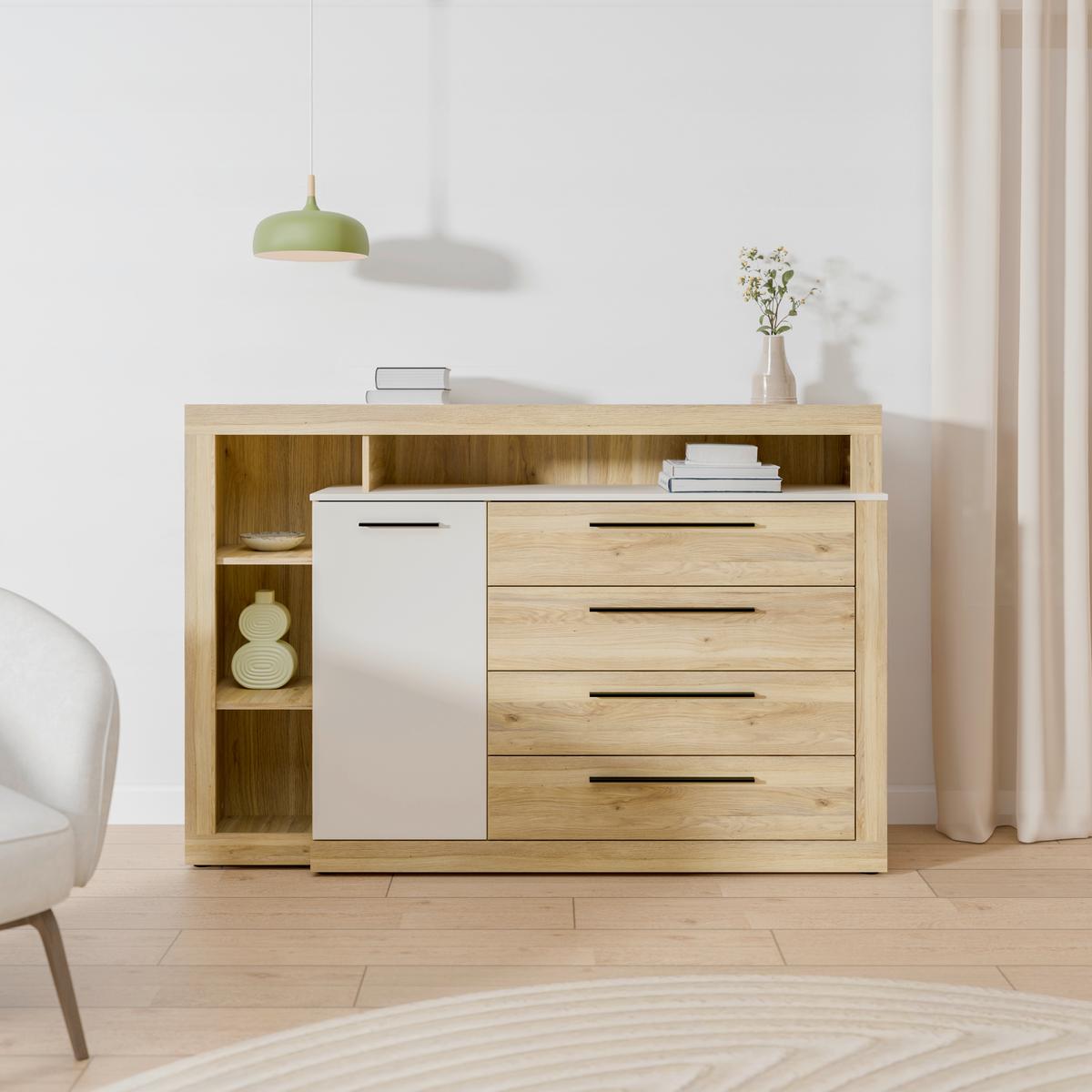 Komoda Bellevue - boje hrasta/boje pijeska, Konvencionalno, drvni materijal/plastika (160,5/107,3/43,4cm) - Modern Living