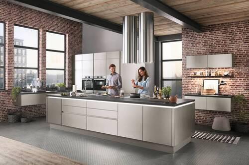 Einbauküche Inox in Grau/Weiß - Weiß/Grau, MODERN, Holzwerkstoff - Nobilia
