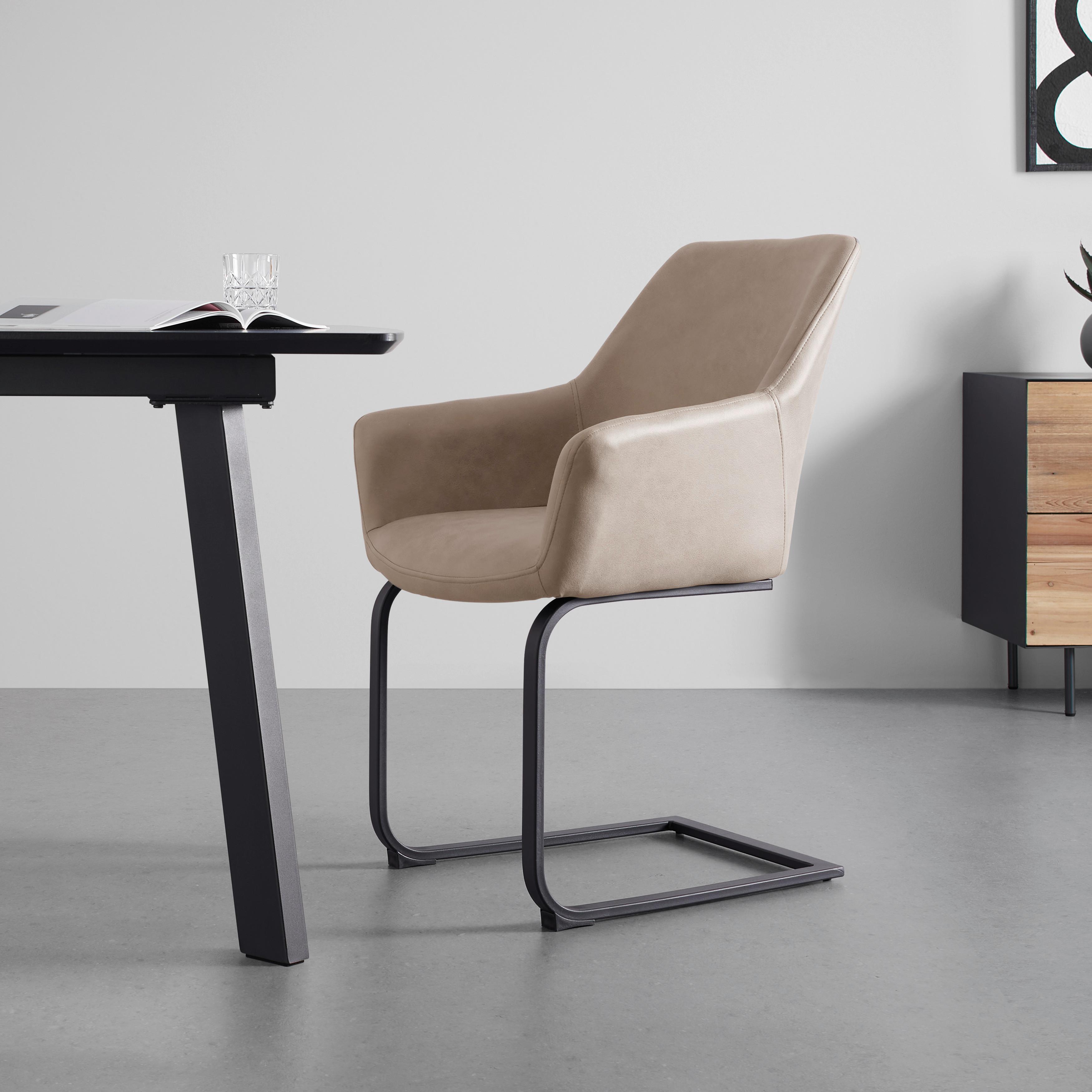 Schwingstuhl Pria Cognac Mikrofaser Gepolstert - Cognac/Schwarz, MODERN, Holz/Textil (61/85/62cm) - Bessagi Home