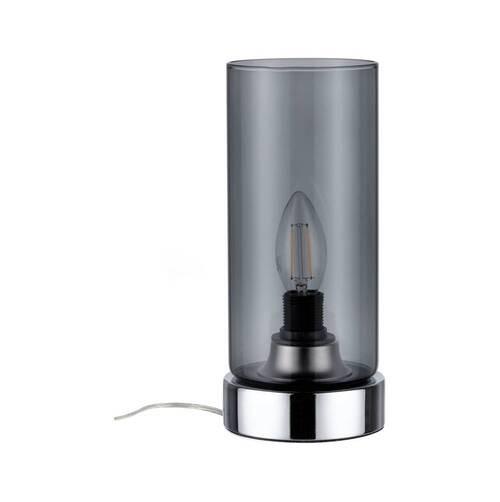 Tischleuchte Pinja in Grau/Chromfarben max. 20 W - Chromfarben/Transparent, Design, Glas/Metall (11/24,4cm) - Paulmann