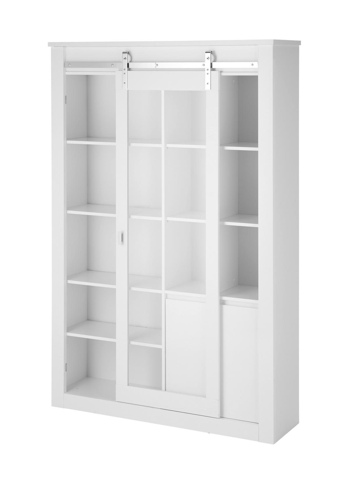Vitrine Daytona Weiß - Chromfarben/Weiß Hochglanz, Design, Holzwerkstoff/Metall (133/201/38cm) - Livetastic
