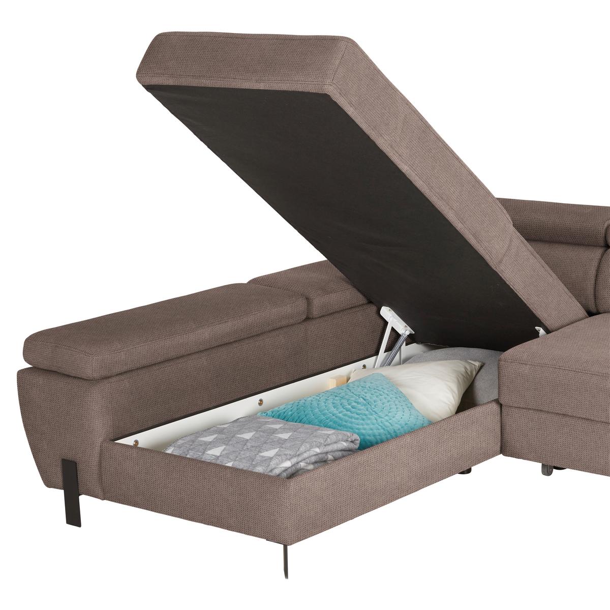Ecksofa Molina Mini Taupe - Taupe/Schwarz, MODERN, Textil/Metall (189/277cm) - Mömax
