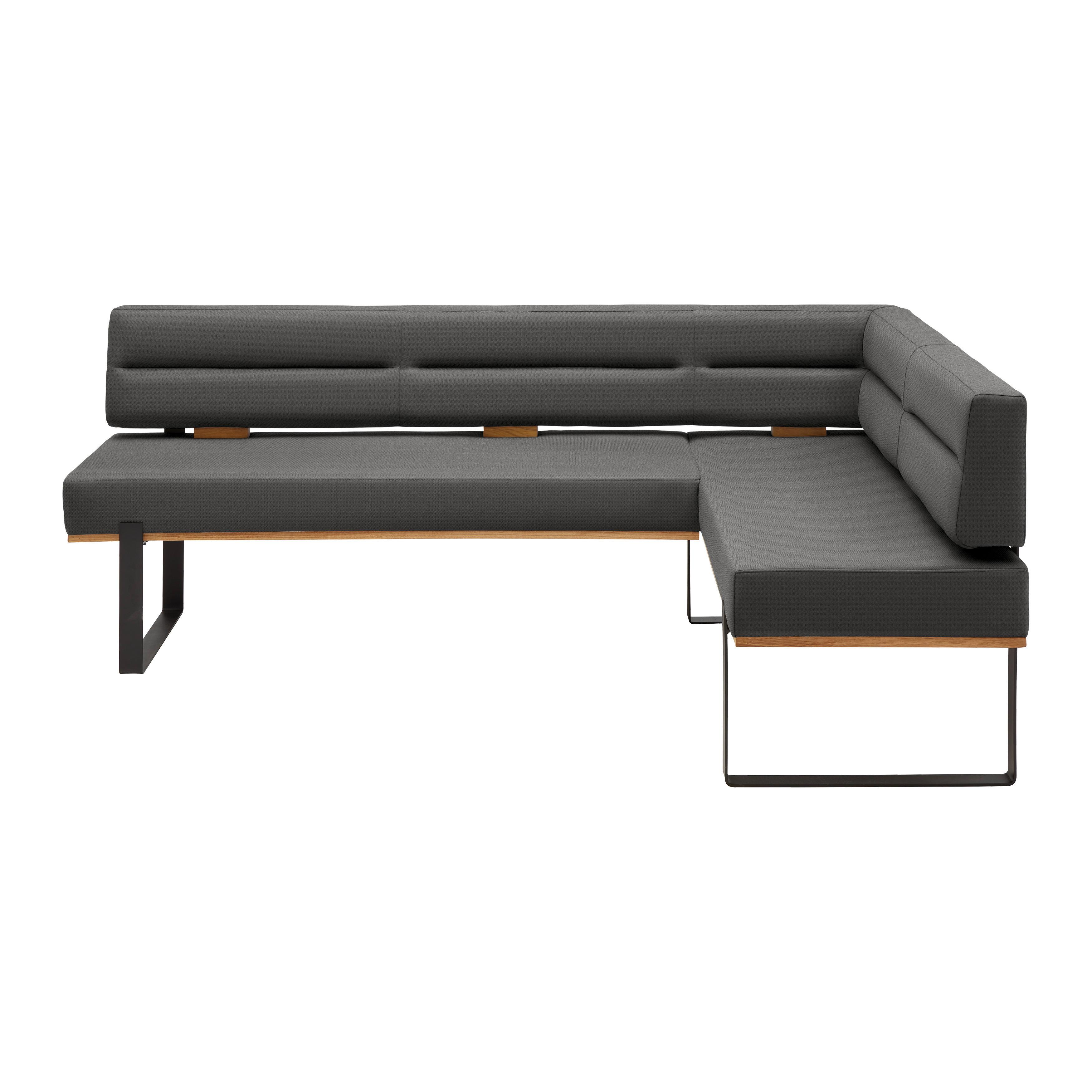 Eckbank Canon LI. in Anthrazit - Anthrazit/Schwarz, KONVENTIONELL, Holz/Textil (220/85/160cm) - Based