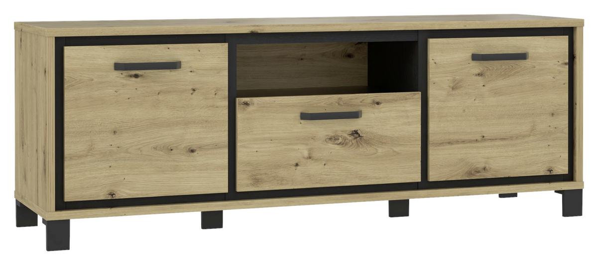 Unterschrank "Trondheim" , Schwarz, Eiche - Eichefarben/Schwarz, Basics, Holzwerkstoff/Kunststoff (158,4/58,9/41,5cm) - Livetastic