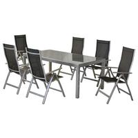 Vrtni Set Carrara, 9-Delni - srebrne barve/črna, Moderno, kovina/tekstil - Gardenson