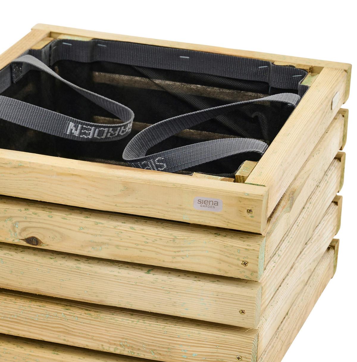 Blumenkasten Kieferfarben/Schwarz - Schwarz/Kieferfarben, Basics, Holz/Textil (40/40/40cm) - Siena Garden