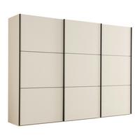 Schwebetürenschrank Includo-Glas Elfenbeinfarben - Elfenbein/Schwarz, KONVENTIONELL, Glas/Holzwerkstoff (298/222/68cm) - Premium Living