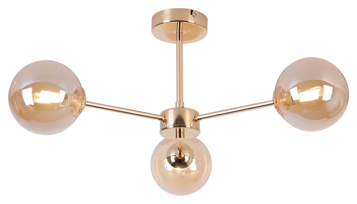 LAMPA SUFITOWA AMBER - kolor bursztynowy, Trend, metal/szkło (62/62/25cm) - Novel