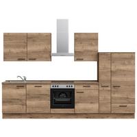 Küchenblock Structura Low m. Geräten Eiche dunkel - Eiche dunkel/Eichefarben, MODERN, Holzwerkstoff/Metall (330cm) - Nobilia