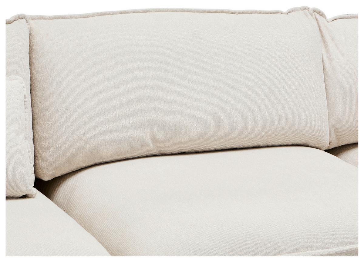 NAROŻNIK NATIS - kremowy/ciemnobrązowy, Basics, tkanina/drewno (421/204cm) - Livetastic