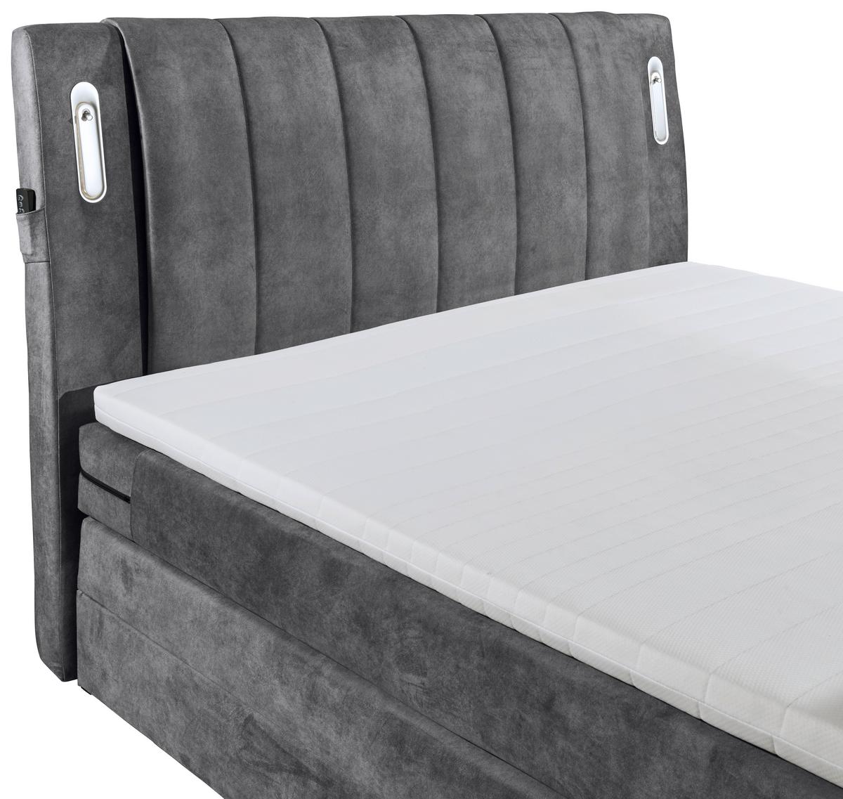 Boxspringbett Dallas m. LED ca. 180x200 cm Anthrazit - Anthrazit, MODERN, Holzwerkstoff/Kunststoff (180/200cm) - MID.YOU