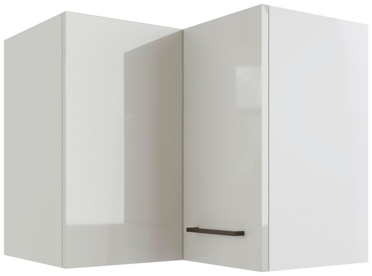 Eckoberschrank in Lichtgrau glänzend - Schwarz/Grau, MODERN, Holzwerkstoff/Metall (60/54/60cm) - FlexWell