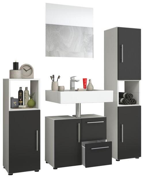 Badezimmer Flandu ca. 120 cm Weiß/Schwarz - Schwarz, KONVENTIONELL, Holzwerkstoff (120cm) - MID.YOU