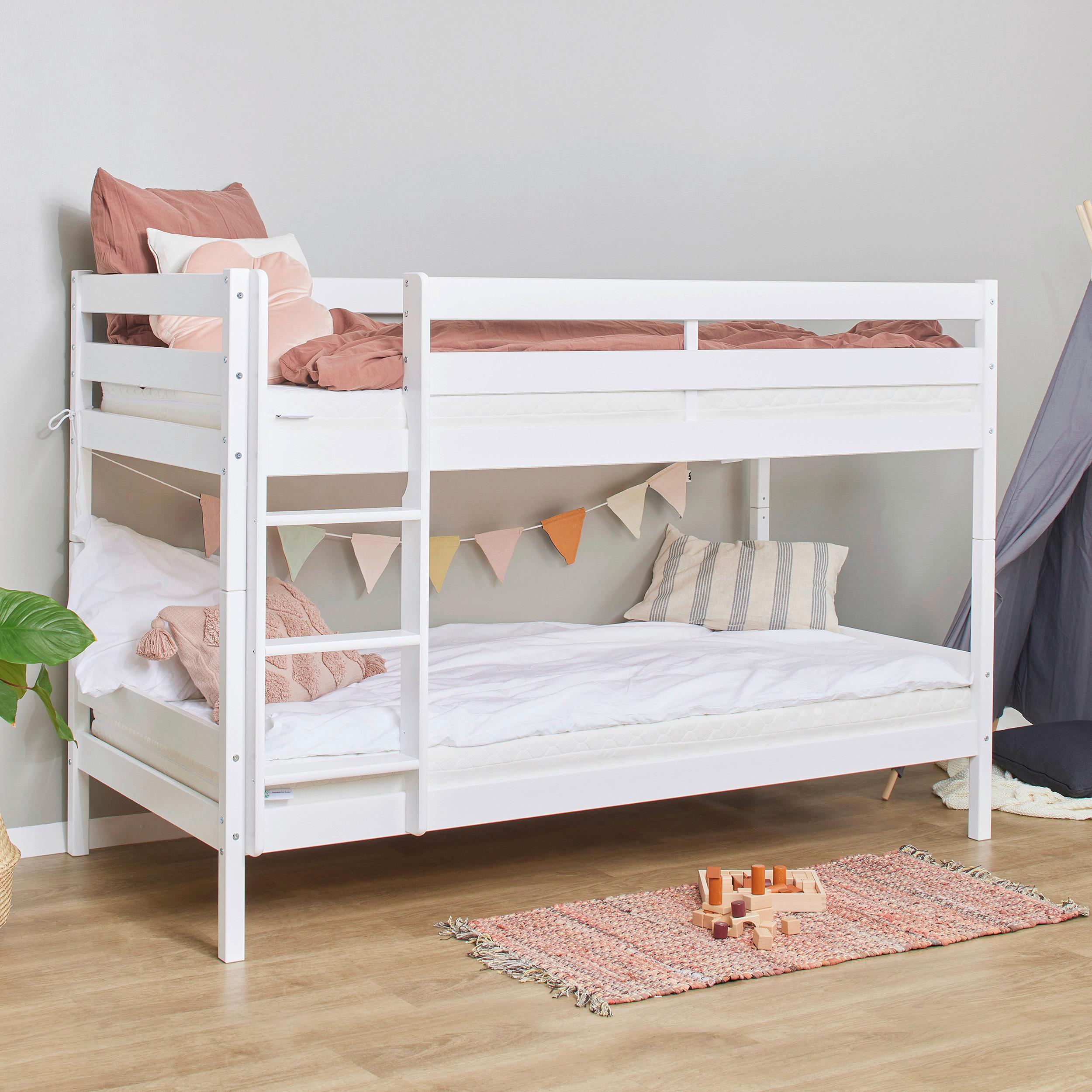 Etagenbett ECO COMFORT Weiß Echtholz vollmassiv - Naturfarben/Weiß, MODERN, Holz (90/200cm) - MID.YOU