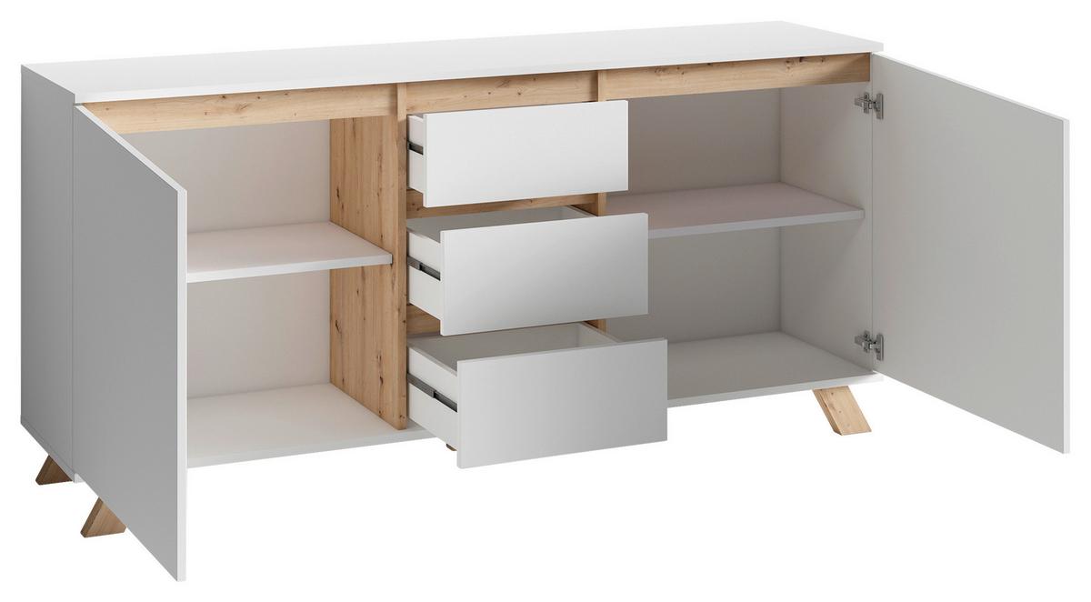 Sideboard B:160 cm Valentin 02 Weiß/Artisan Eiche Dekor - Weiß/Eiche Artisan, MODERN, Holzwerkstoff (160/76/38cm) - MID.YOU