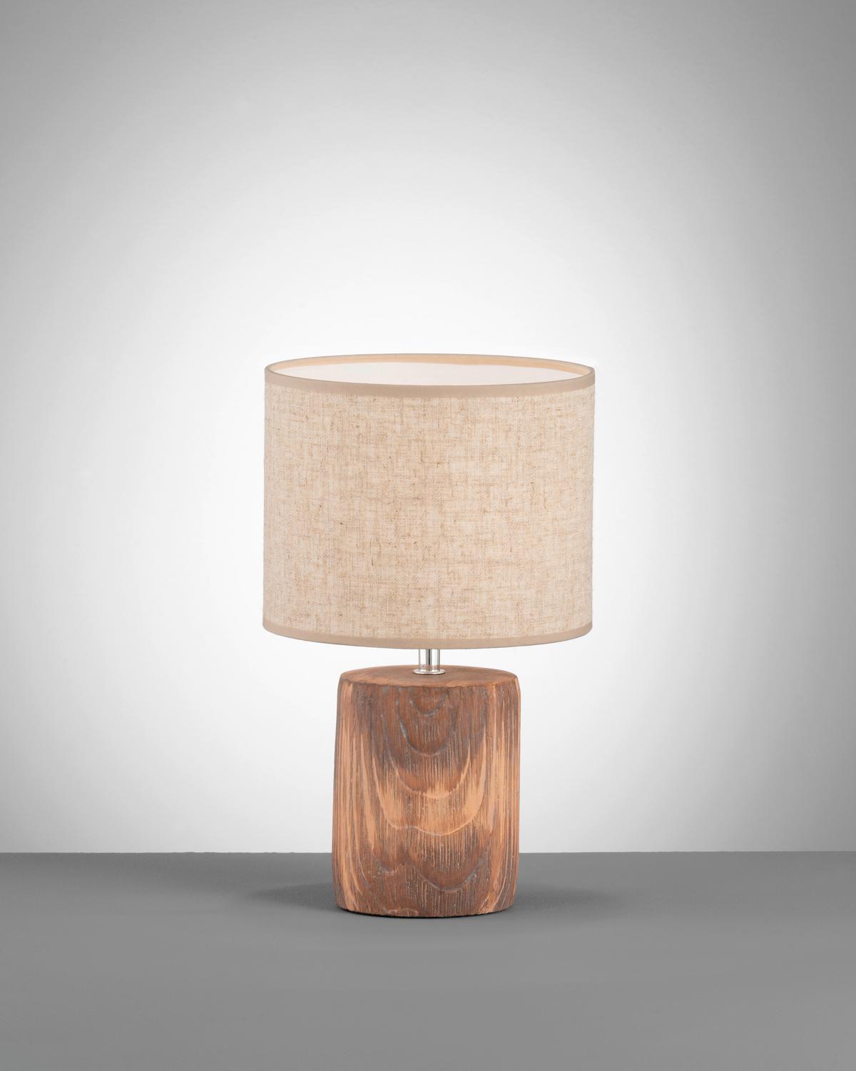 LAMPA STOŁOWA 50586 - kolor piaskowy/brązowy, Natur, kamień/tkanina (20/35cm) - Fischer & Honsel