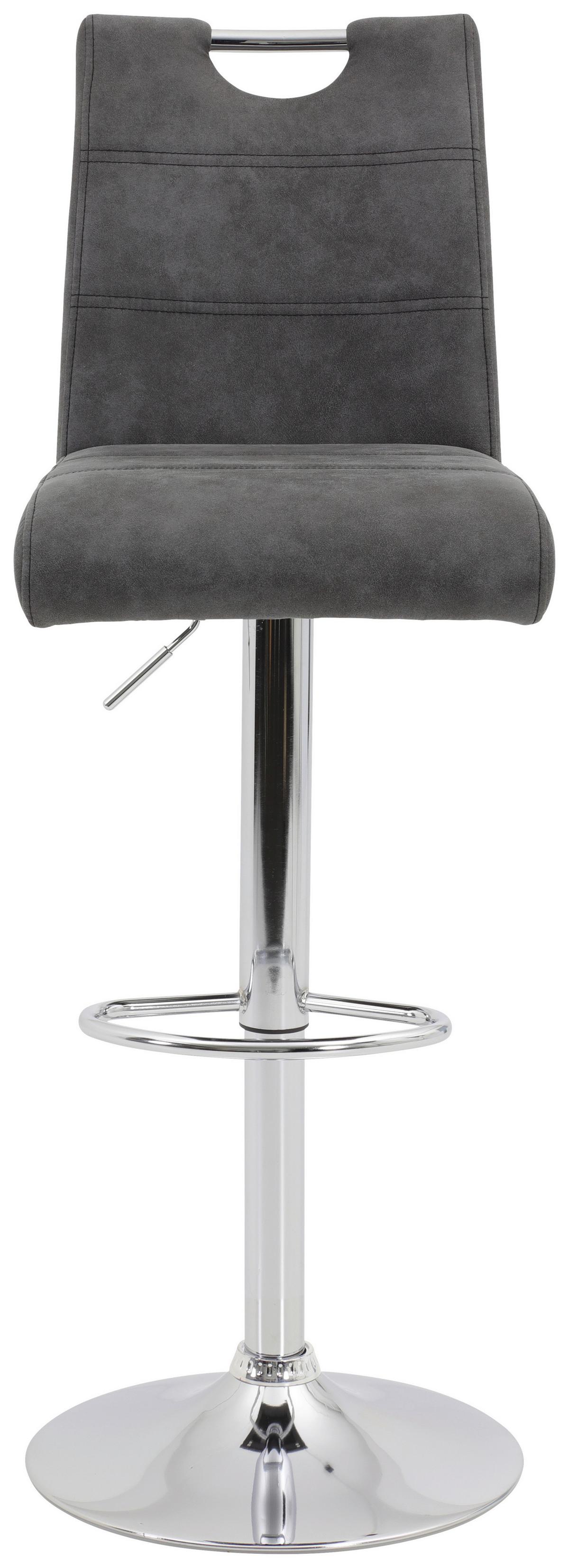 STOŁEK BAROWY MIRANDA II H - antracytowy/kolor chromowy, Konventionell, metal/tkanina (38/97-119/50cm) - Carryhome