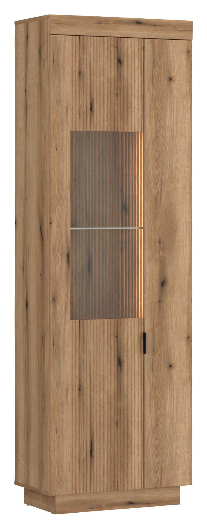 VITRINĂ DELAMAR - culoare lemn stejar, Trend, sticlă/material pe bază de lemn (62,2/197,8/39,6cm) - Modern Living