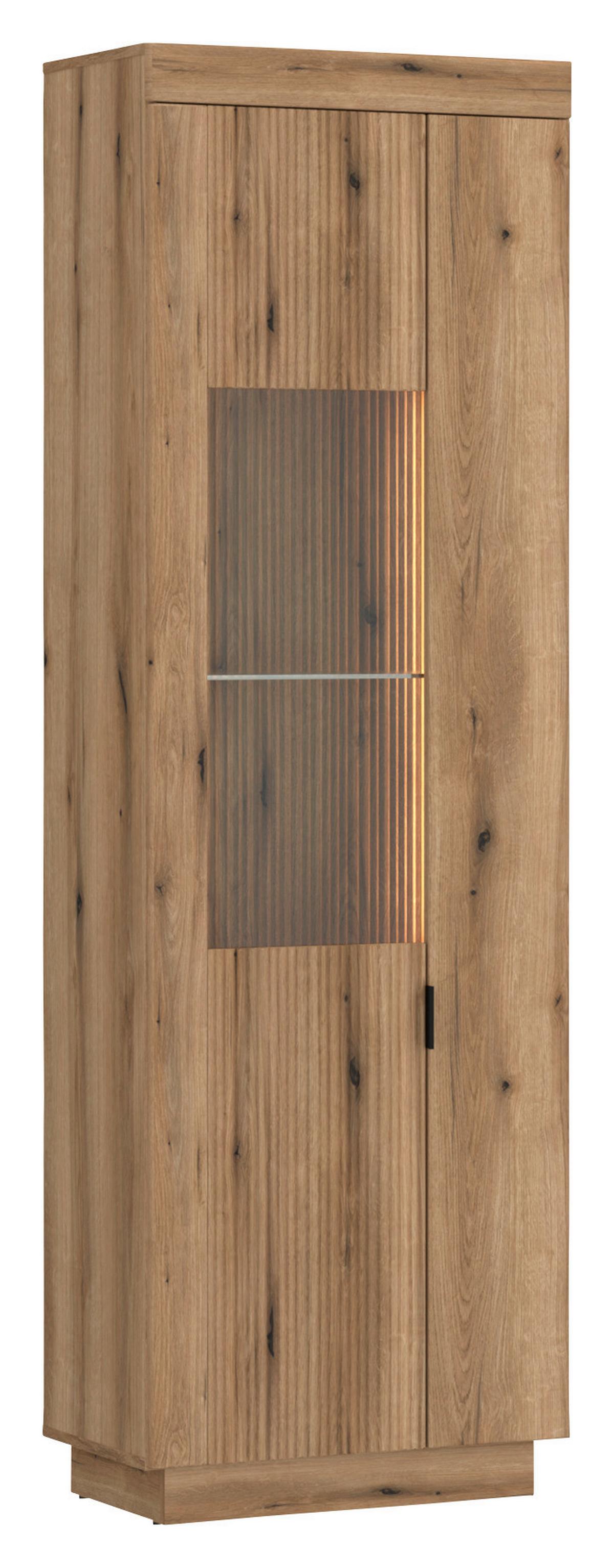 VITRINĂ DELAMAR - culoare lemn stejar, Trend, sticlă/material pe bază de lemn (62,2/197,8/39,6cm) - Modern Living