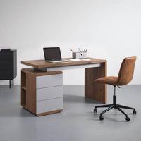 Schreibtisch Holz "lovino", Ca. 135x59 Cm, Eiche - Eichefarben/Silberfarben, Modern (135/59/75cm) - Bessagi Home
