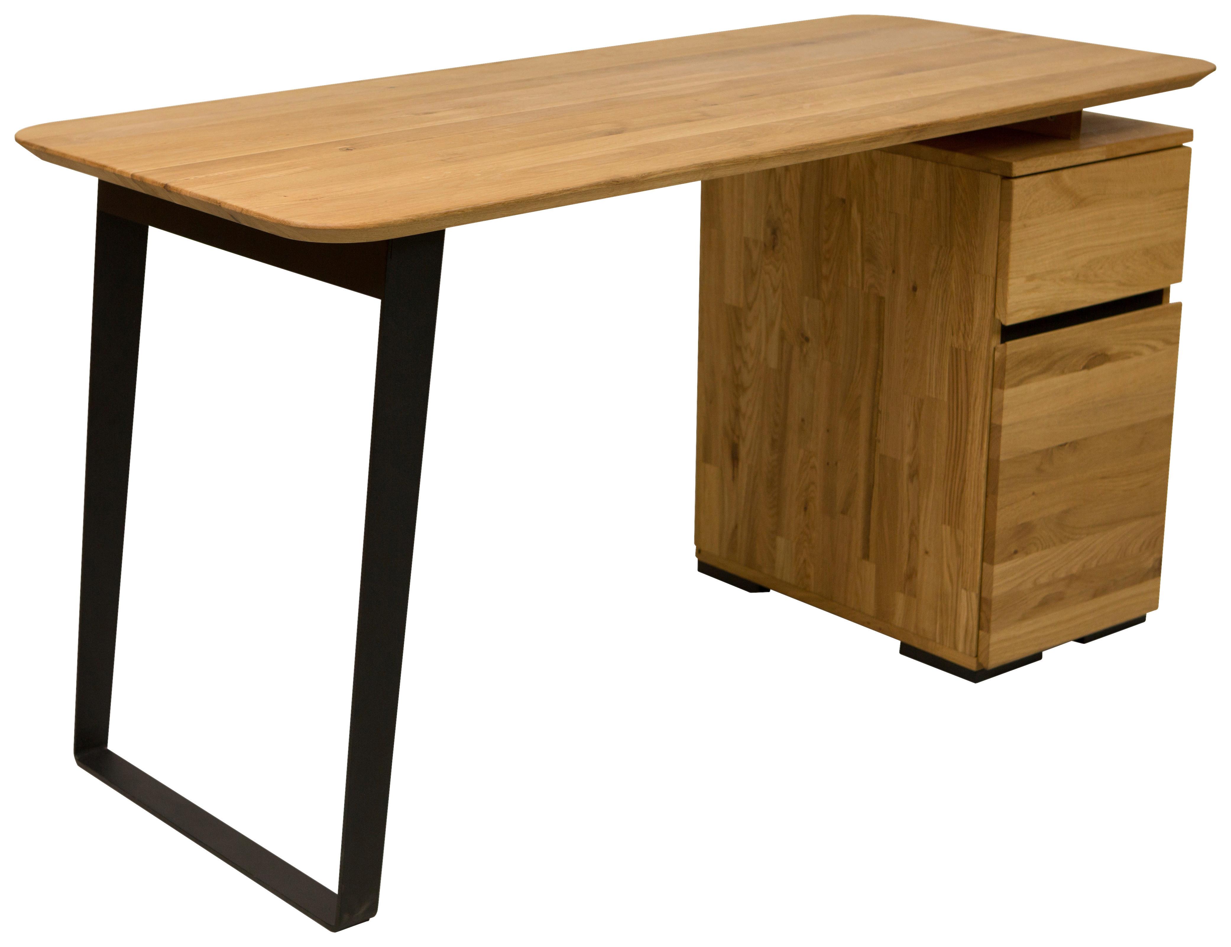 Íróasztal Albero - natúr színű/fekete, Modern, fa/fém (140/77/65cm) - Based