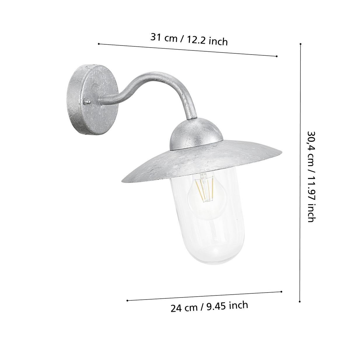 Aussenleuchte 88489 - Klar/Silberfarben, Konventionell, Glas/Metall (31/31/45cm) - Eglo