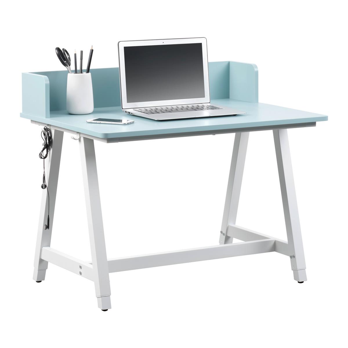 Schreibtisch Emmelie Weiss/Hellblau - Weiss/Hellblau, Modern, Holzwerkstoff/Metall (80/54-85/60cm) - Mömax