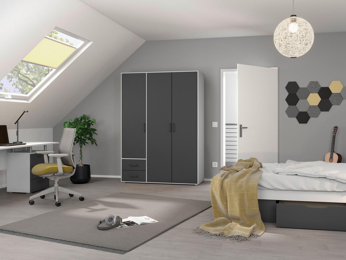 DULAP  USI ROTATIVE VOYAGER - alb/gri, Modern, material pe bază de lemn (140/194/53cm) - Modern Living