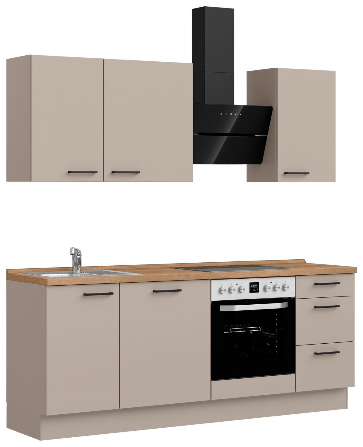 Küchenleerblock Easytouch High o. Geräte Sandfarben - Sandfarben/Eichefarben, MODERN, Holzwerkstoff/Metall (210cm) - Nobilia
