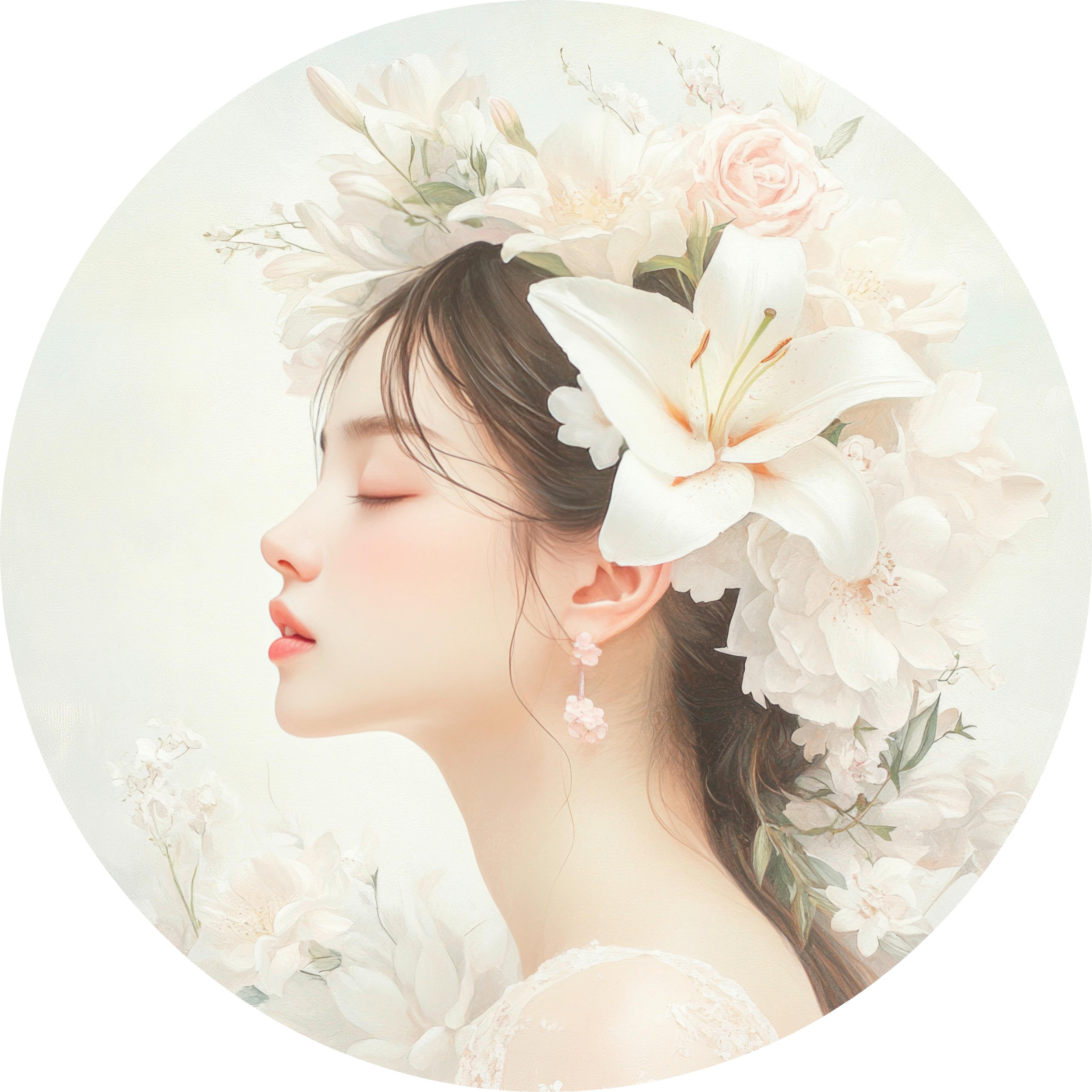 METALLBILD WOMAN WITH WHITE LLILY - Weiss, Basics, Metall (40/0,3cm)