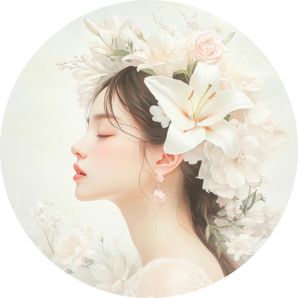 METALLBILD WOMAN WITH WHITE LLILY - Weiss, Basics, Metall (40/0,3cm)