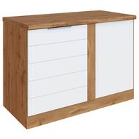 Eckunterschrank Florenz ca. 120 cm Weiß/Eiche - Eiche Wotan/Weiß, Design, Holzwerkstoff/Metall (120/86/60cm) - Held