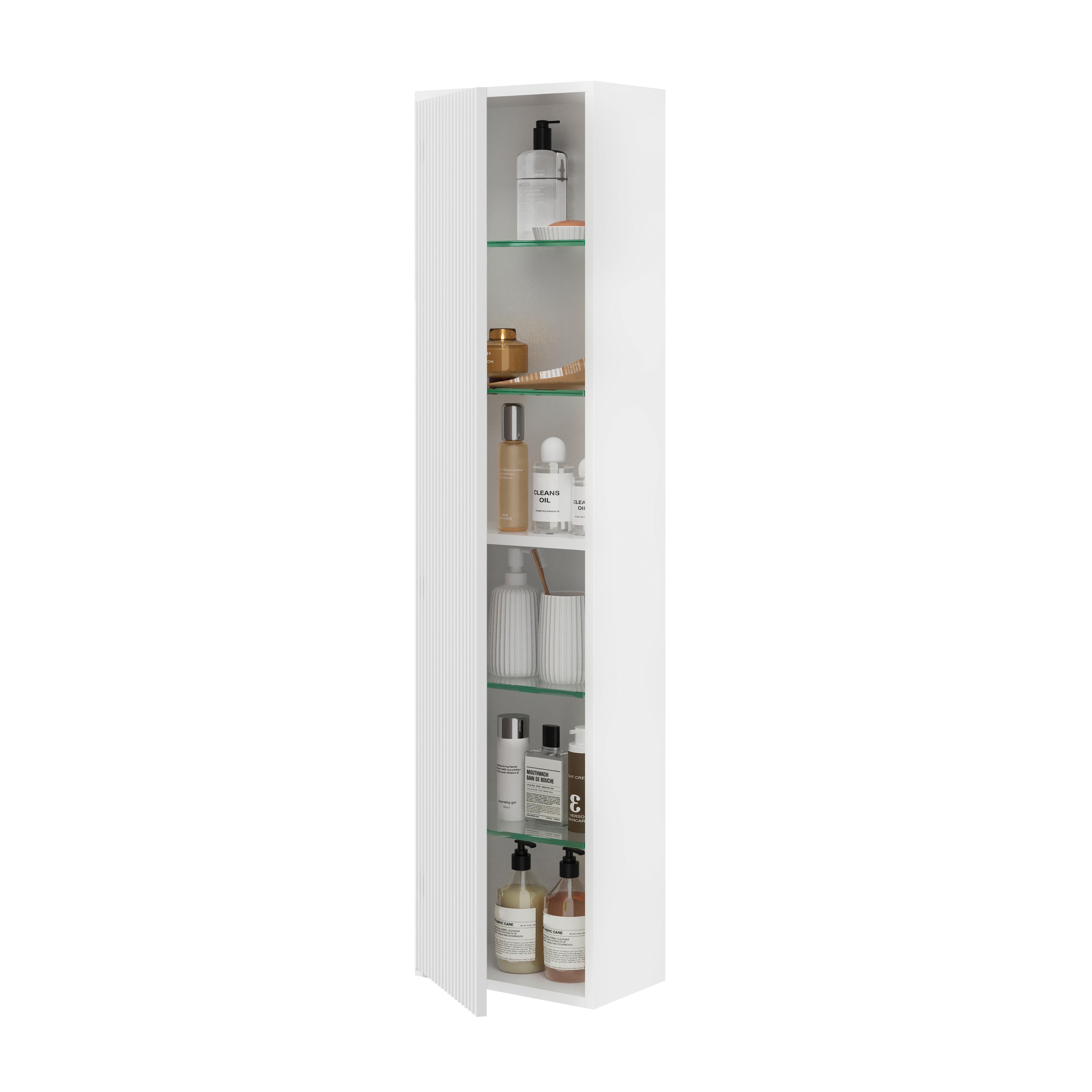 Dulap înalt Sidney - alb lucios intens, Modern, material pe bază de lemn (35/136/16cm)