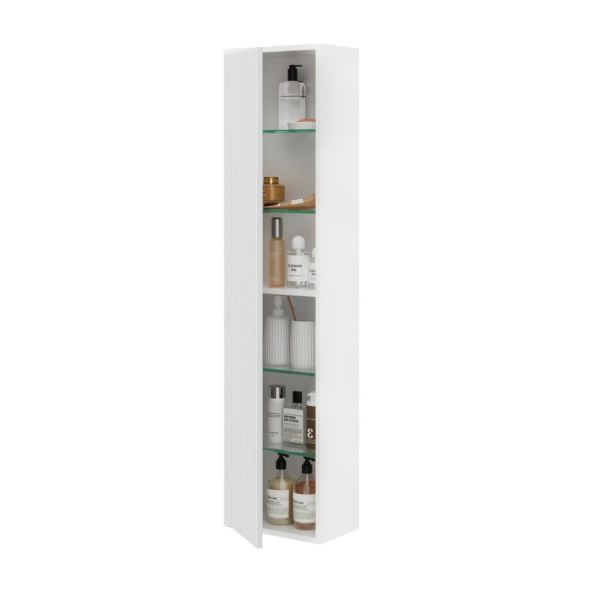 Dulap înalt Sidney - alb lucios intens, Modern, material pe bază de lemn (35/136/16cm)