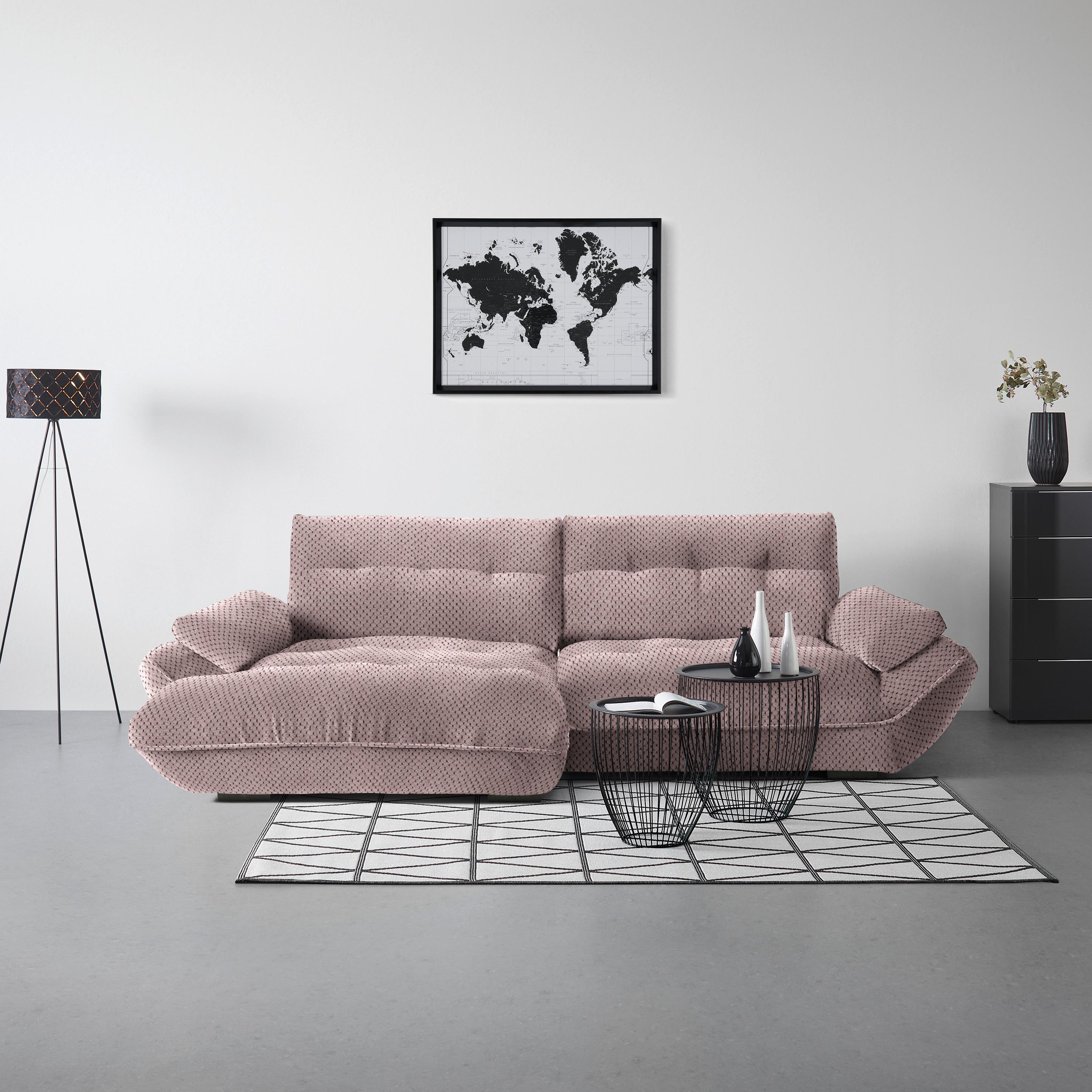 Wohnlandschaft Vivo Rosa - Schwarz/Rosa, MODERN, Kunststoff/Textil (179/63/317cm) - Premium Living
