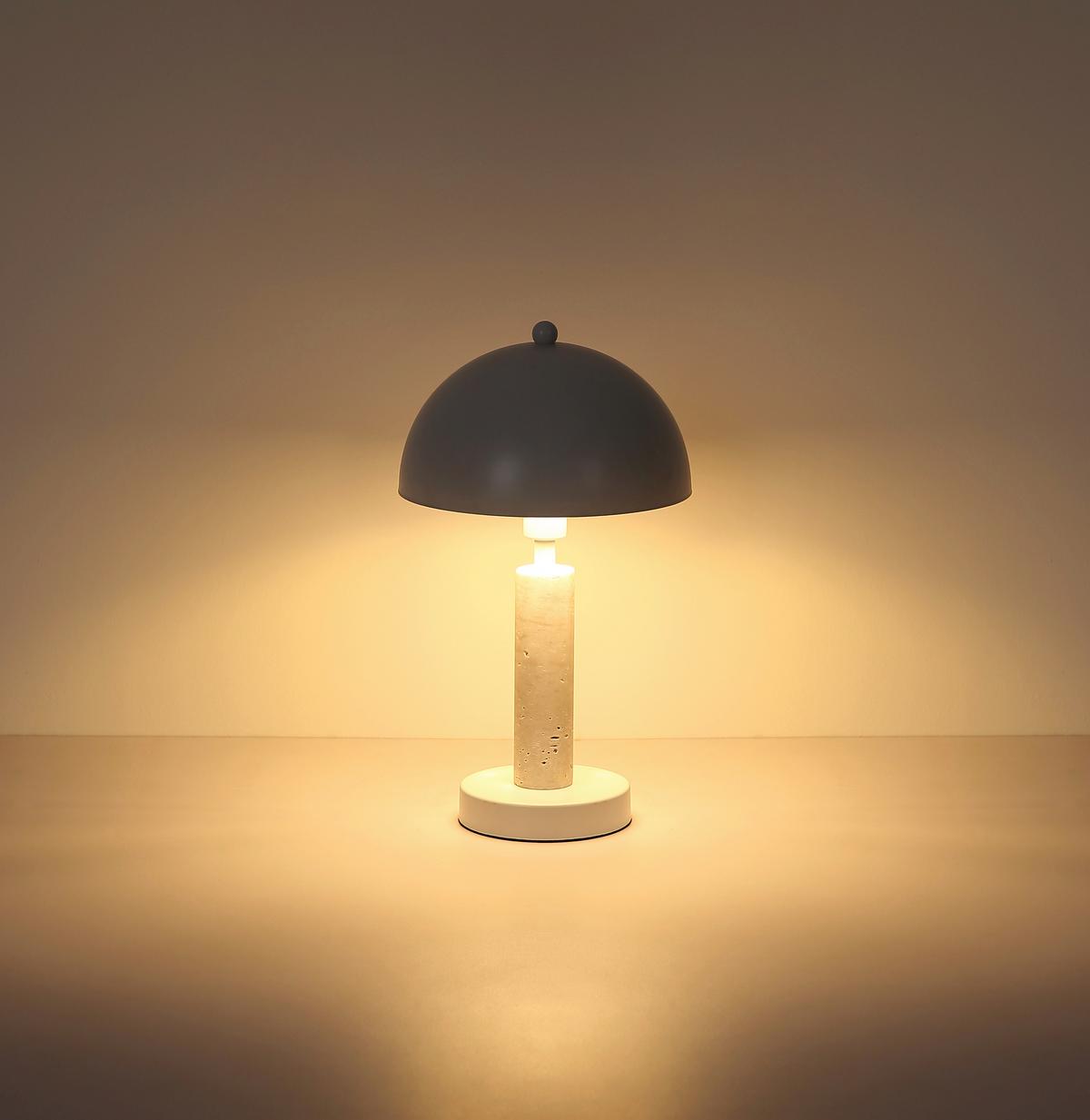 Stolna Svjetiljka Janie - bijela, Design, kamen/metal (20/34cm) - Globo