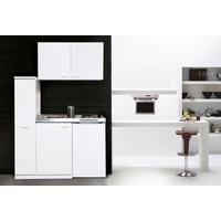 Miniküche Weiß m. Geräten B: ca. 130 cm - Edelstahlfarben/Weiß, MODERN, Holzwerkstoff/Kunststoff (130cm) - Respekta