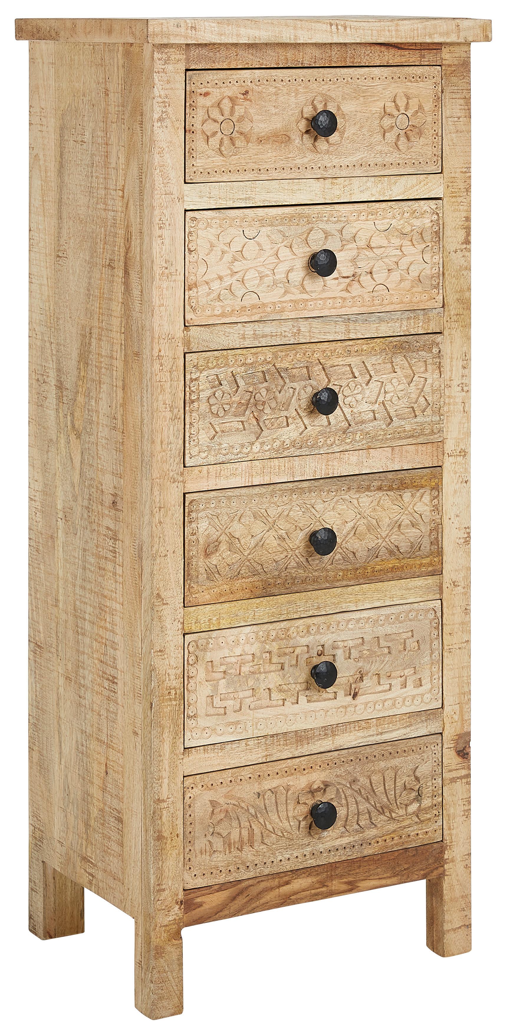 KOMODA CARL - kolor naturalny/czarny, Romantik / Landhaus, metal/drewno (47/110/35cm) - Zandiara